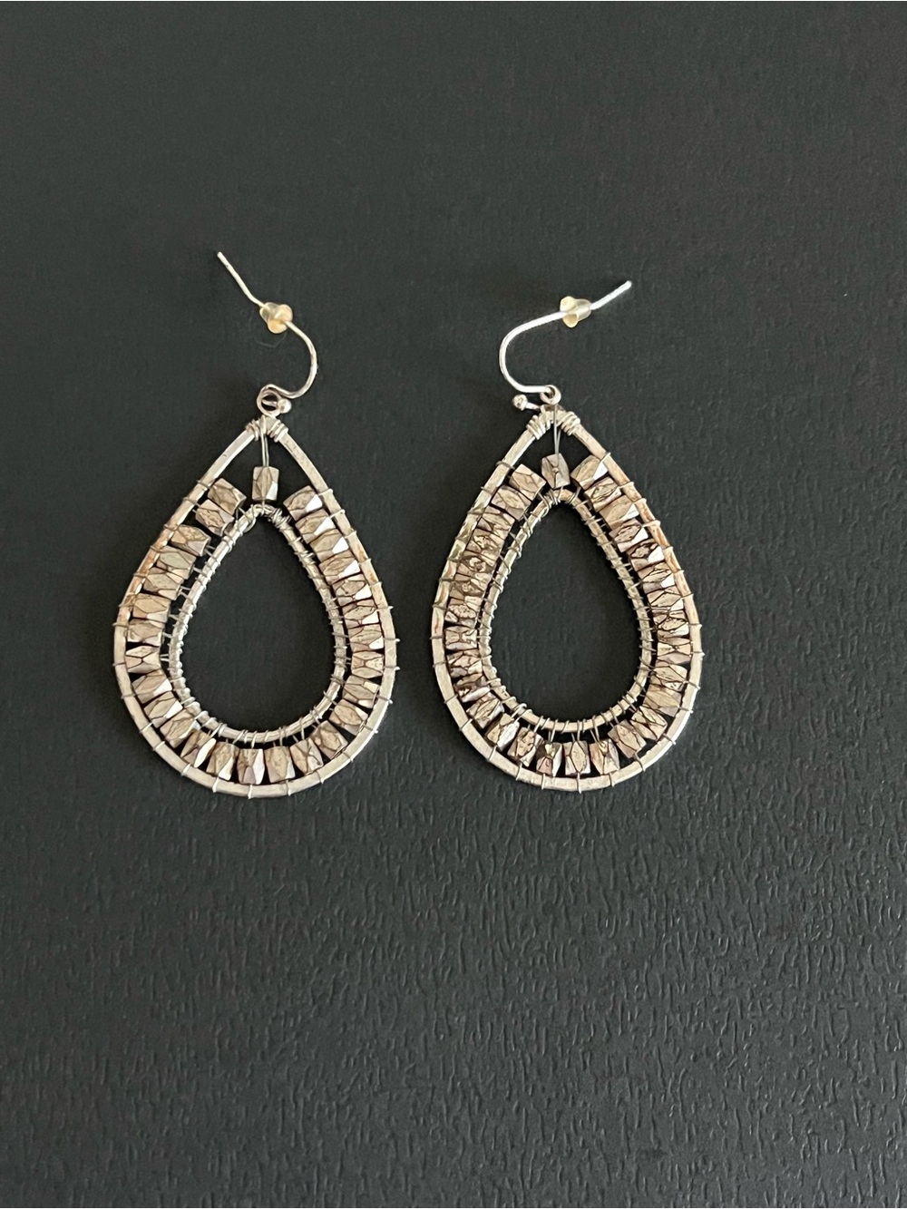 Nakamol Silver Teardrop Beaded Dangle Earrings